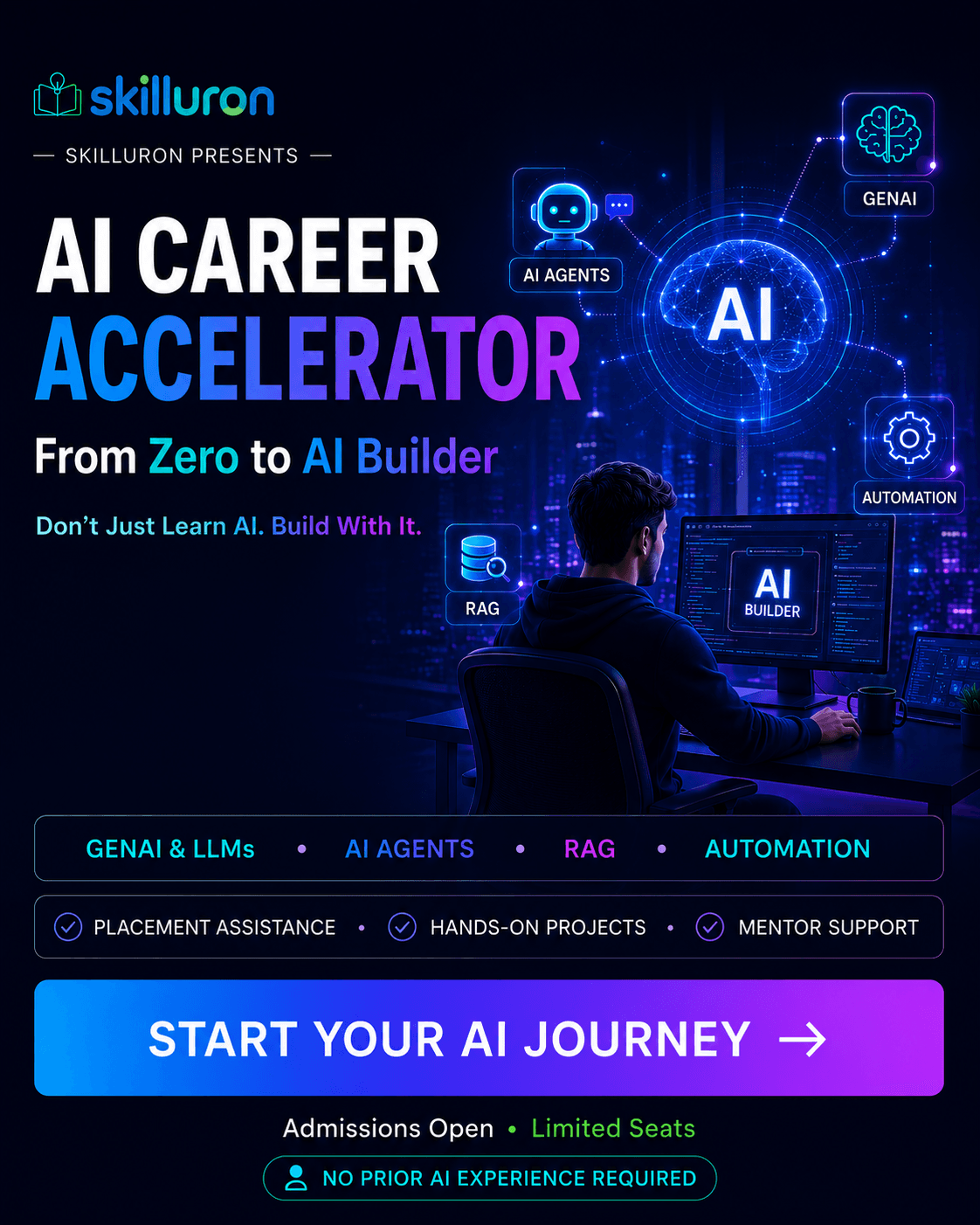 Build Your Future in AI — AI Engineer Program by Skilluron: Machine Learning, Deep Learning, GenAI, LLMs, RAG, AI Agents, MLOps